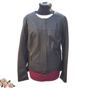 APT 9 Faux Leather Jacket Essential Black Zip-Up Front Women's Plus Size 1x